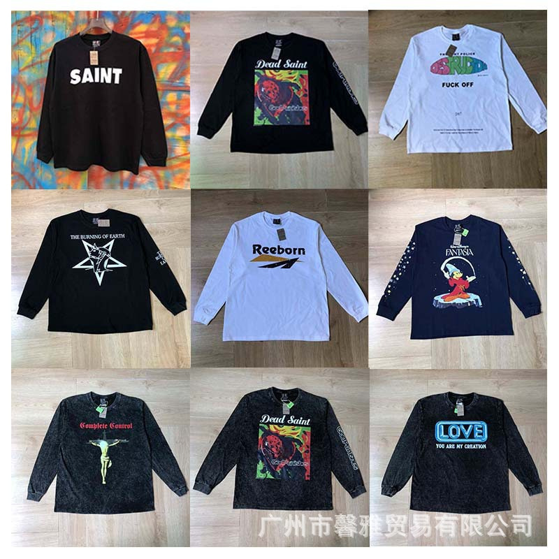 American Retro Heavy Weight Washed Distressed Loose High Street Bottoming Shirt Vtg T-Shirt Trendy for Men and Women Couples
