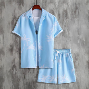 Men's summer shirt, beach trousers, set for leisure, 3D digital printing service