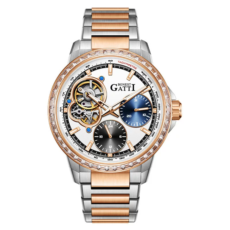 Mechanical swiss watch, mechanical watch, waterproof steel belt, Switzerland, fully automatic, high-quality style