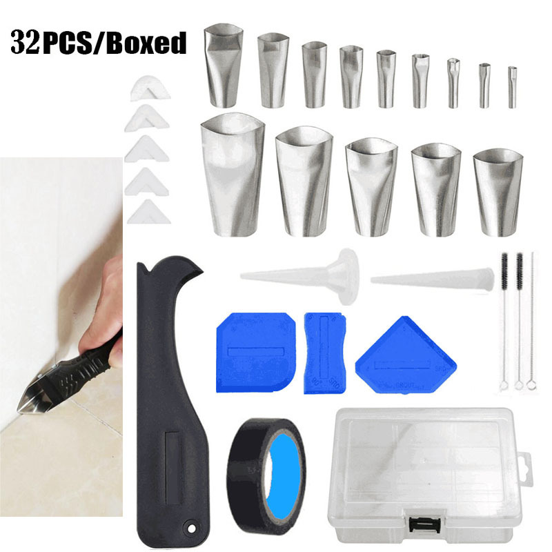 32件套三合一金属刮刀喷嘴涂抹抛光灌浆刮擦厨房浴室窗户盒装