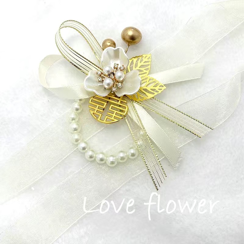 結婚式のブライズメイドの手首の花ピンクのバラの花の姉妹グループブレスレットフラワーウェディング用品ブライズメイドグループハンドフラワーウェディングクロス|undefined