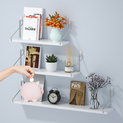 Hanging shelf without drilling for wall decoration, living room decor, bedroom storage, dormitory hanging bookshelf, one-word partition, support stand