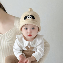 婴儿帽子秋冬季可爱眼睛男女儿童保暖尖尖毛线帽小月龄宝宝护耳帽