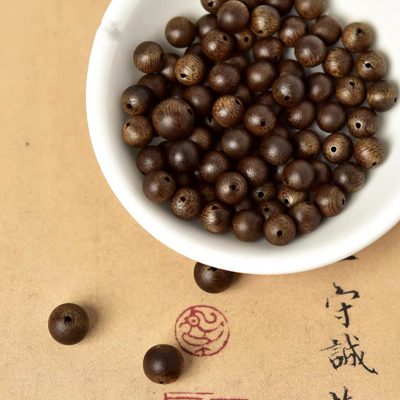 Natural Brunei Agarwood Loose Beads Old Material Qi Nan Agarwood Bracelet Single Bead Sandalwood Loose Beads Small Qi Nan Single Bead Accessories