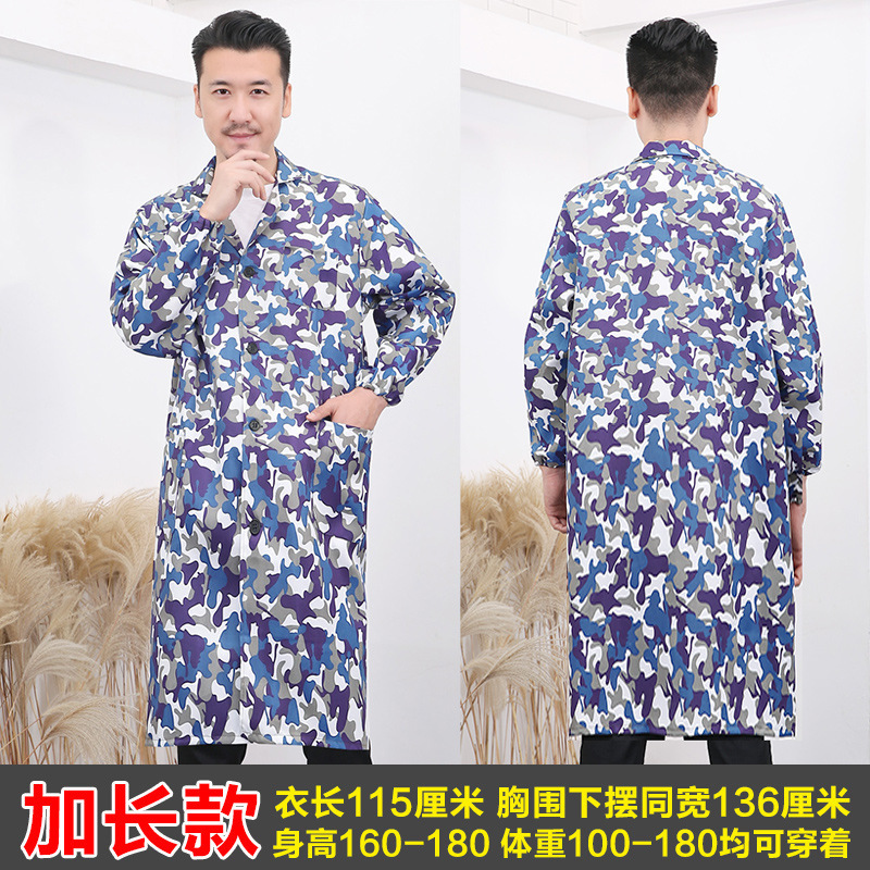 デニムエプロン レディース 長袖 メンズ スモック 作業服 工場溶接 耐摩耗性 耐油性 厚手生地|undefined