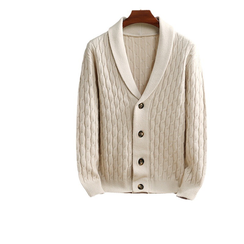 2024 가을과 겨울 새로운 남성용 울 니트웨어 트렌디 가디건 두꺼운 스웨터 캐주얼 남성용 코트 스웨터