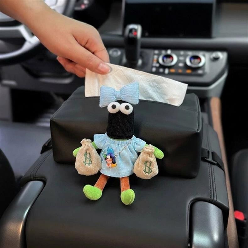 Car tissue box, armrest box, seat-mounted car tissue box, decorative accessories, cute cartoon, popular online, for women