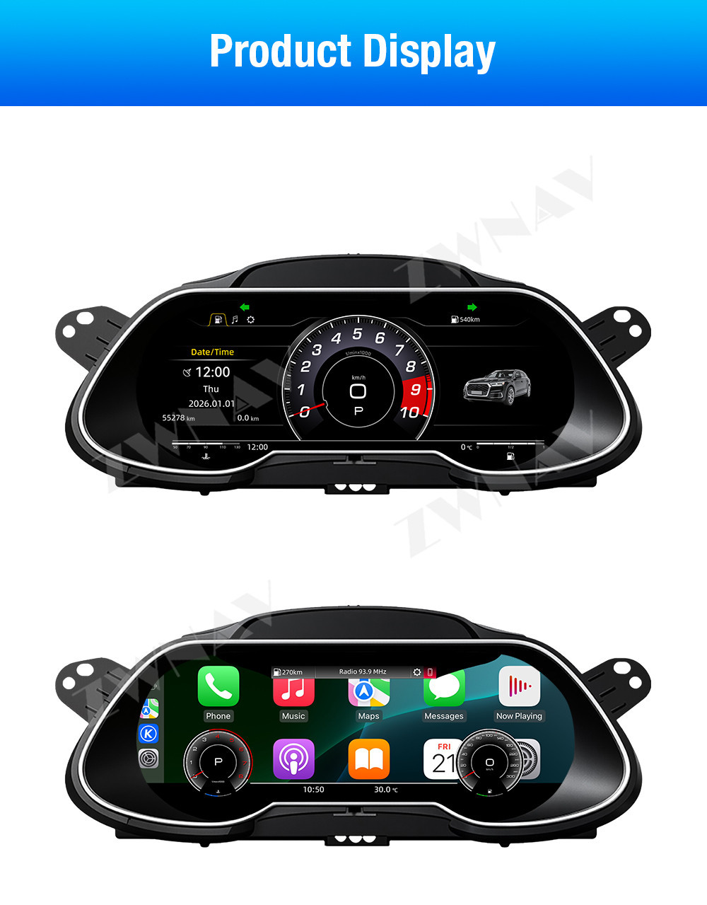 Suitable for 2009-2016 Audi A4L models, this is a complete LCD instrument cluster upgrade, featuring a multi-functional car odometer and speedometer