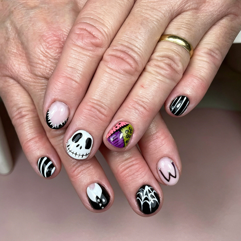 European and American Style 24-Piece Short Square Press-On Nails Halloween Series Ghost Spider Bat Nail Stickers Fake Nails European and American Style 24-Piece Short Square Press-On Nails Halloween Series Ghost Spider Bat Nail Stickers Fake Nails