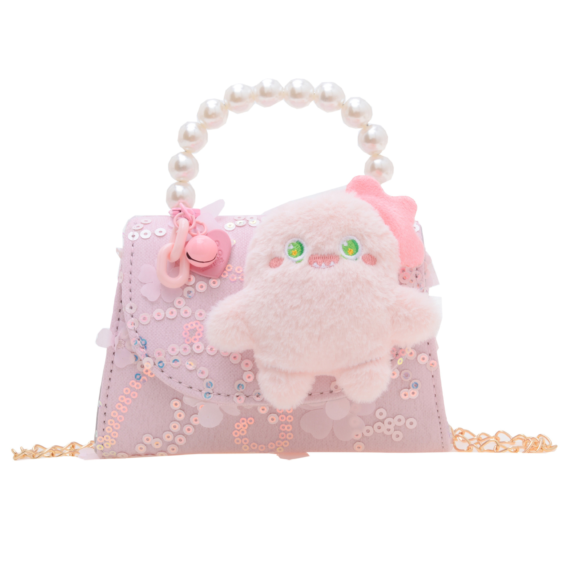 Nueva princesa de dibujos animados bolsos infantiles lindos bolsos de arco de moda chica perla bolsos de hombro