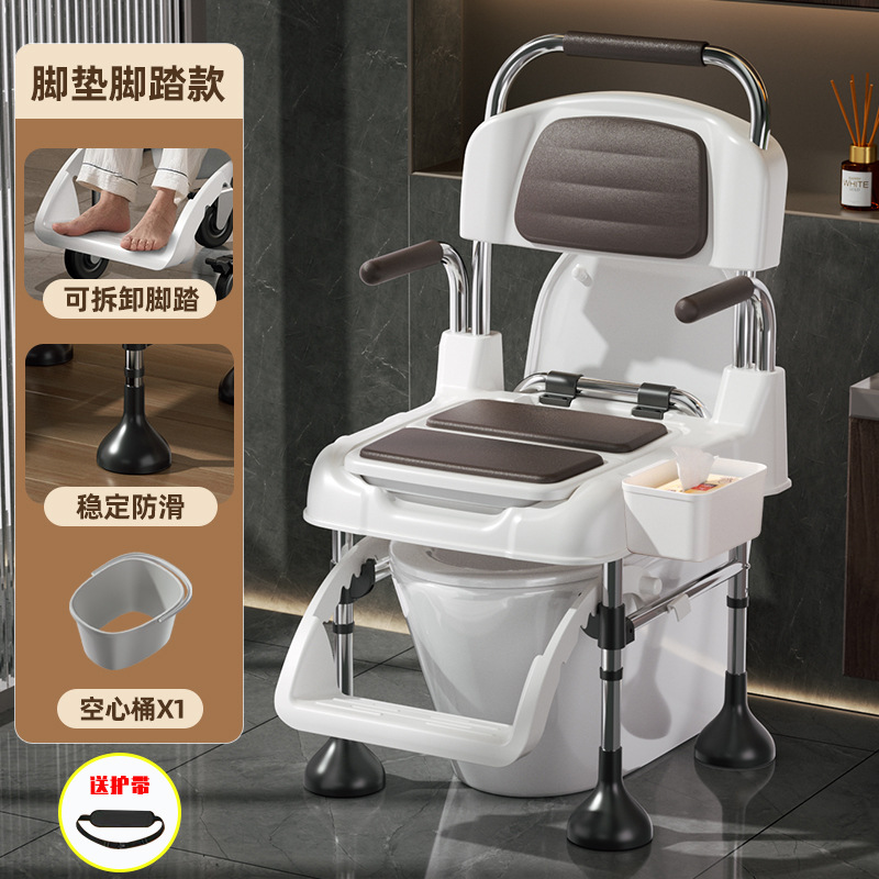 Silla de Baño Móvil para Adultos Mayores y Embarazadas Acero Inoxidable Antideslizante para Interior image 11