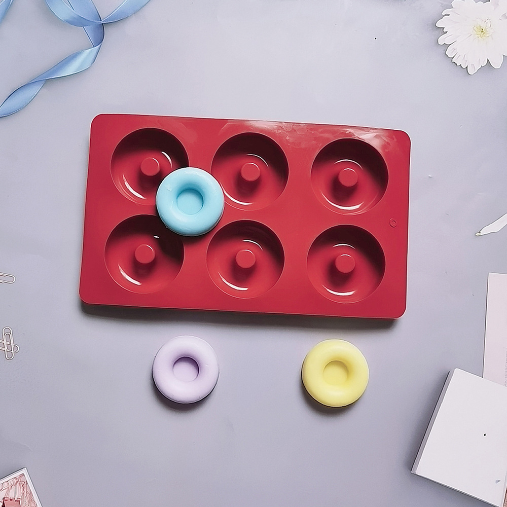 6 Donuts 609 pastel molde de silicona 3D mousse hecha a mano molde de pan de pastel de jalea