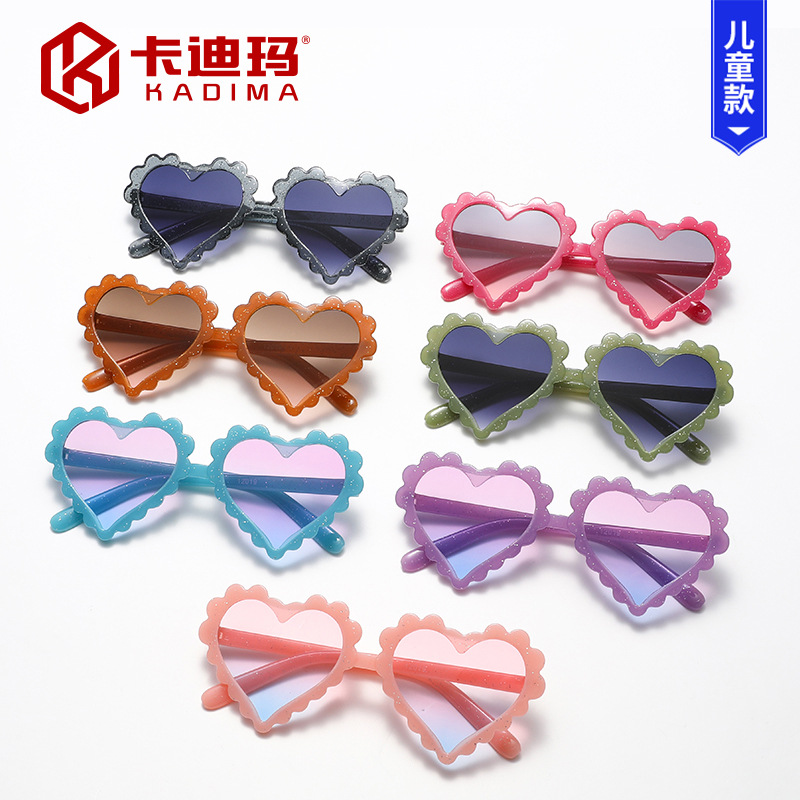 2022 New Korean Style Peach Heart Children's Sunglasses Jelly Flower Frame Sunglasses Gradient Love Treasure Cute Sunglasses