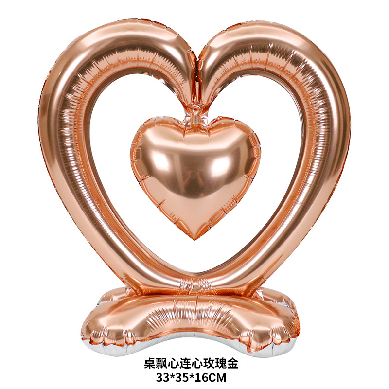 Día de San Valentín globo base 4D de pie amor globo oso Tema de dibujos animados diseño Gran Pollo corazón columna globo