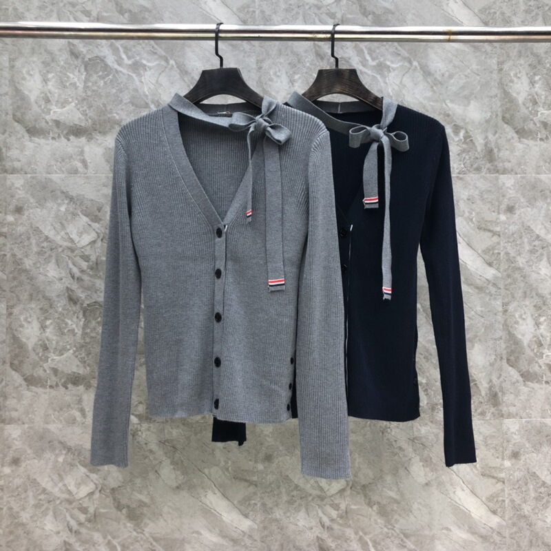 Tb Factory Direct Sales New Hot Style High Version Women's Tie Knitted Cardigan Fashion Versatile Lapel Casual Simple