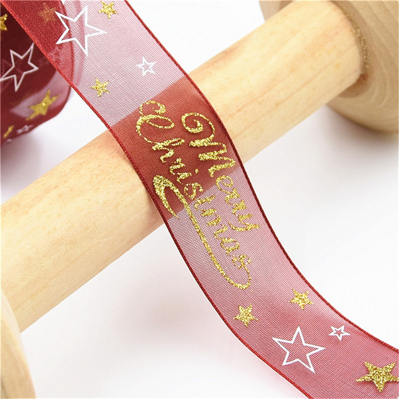 Amazon estampado polvo nieve hilo cinta de regalo de Navidad Inglés estampado pentagramas cinta de sueño