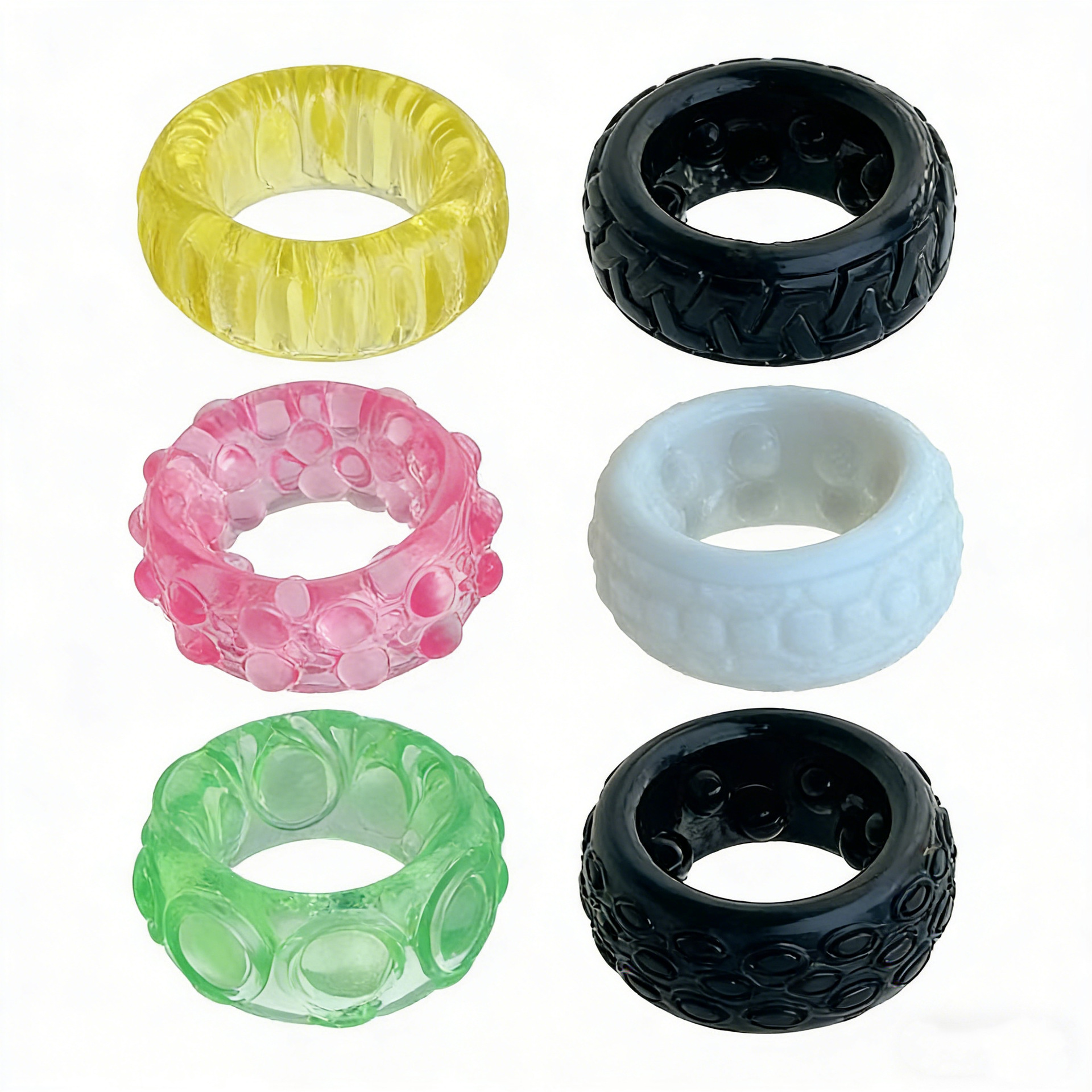 Men’s Crystal Lock Delay Ring, Smooth TPE Penis Ring, Yellow Adult Novelty — detail image 10