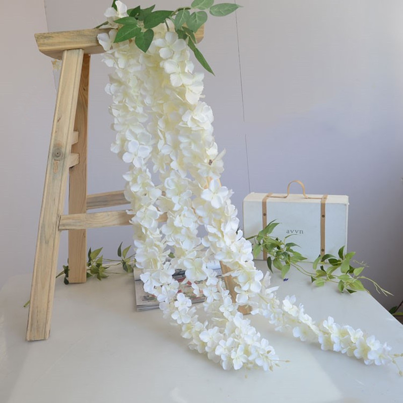 White ceiling decorative simulation embroidery ball flower vine wedding home living room decoration wisteria flower skewers festival layout 4