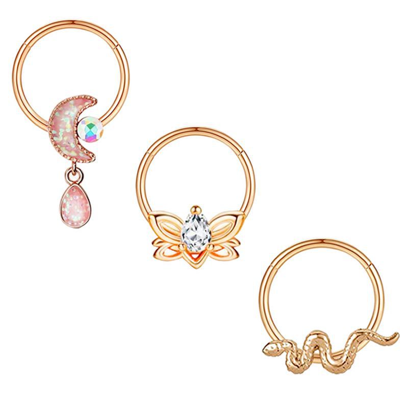 Zircon Inlay Material 3 Pieces Ear Cartilage Rings & Studs Simple Style Classic Style Solid Color 304 Stainless Steel Inlay Zircon Nose Rings & Studs