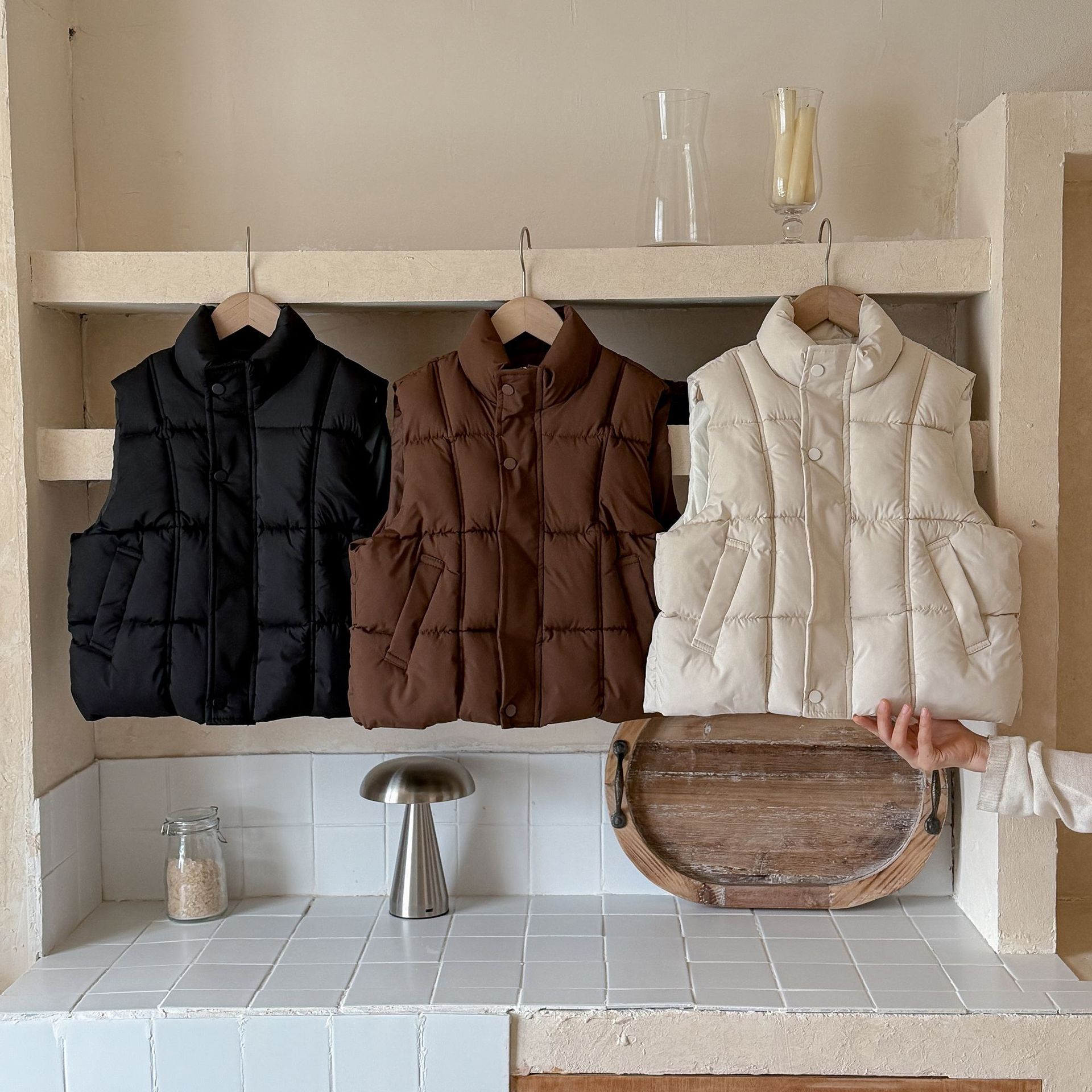 New Children's Stand-Collar Cotton Vest for Boys and Girls, Korean Style, Thickened and Warm, Suitable for Autumn and Winter, Outerwear Vest, Cross-Border