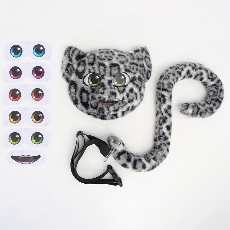ハロウィンシミュレーションヒョウマスクcosヒョウぬいぐるみテールフルフェイスマスクヒョウ猫ステージパフォーマンス小道具|undefined