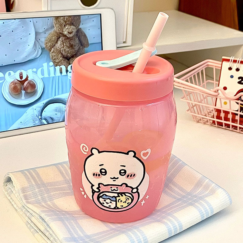 지이카와 550ml 대용량 빨대컵 어린이 휴대용 물컵 흘림 방지