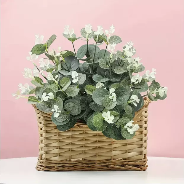 仿真尤加利叶子节日婚庆家居装饰跨境假花配材插花配件厂家批发