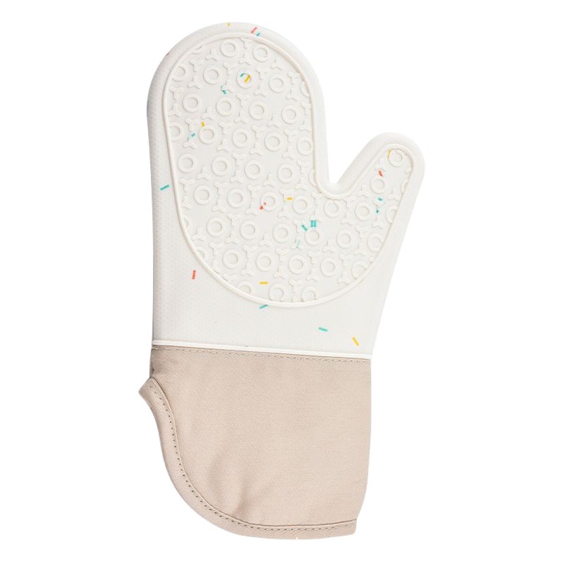 Nuevo estilo de silicona más guantes de algodón, puntos de color, boca oblicua, horno microondas de doble capa, guantes, herramientas de cocina al por mayor