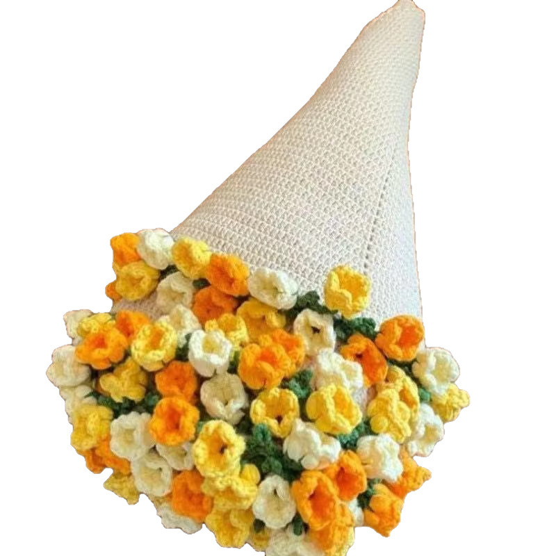 玫瑰花束毯子手工编织腈纶材料包铃兰花毯成品毛线团钩织花朵毛毯|undefined