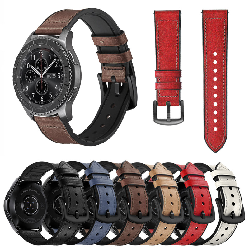 Factory Direct Sales Silicone Leather Watch Strap Suitable for Galaxy Watch5/4 Huawei Watch3 Buckle Watch Strap