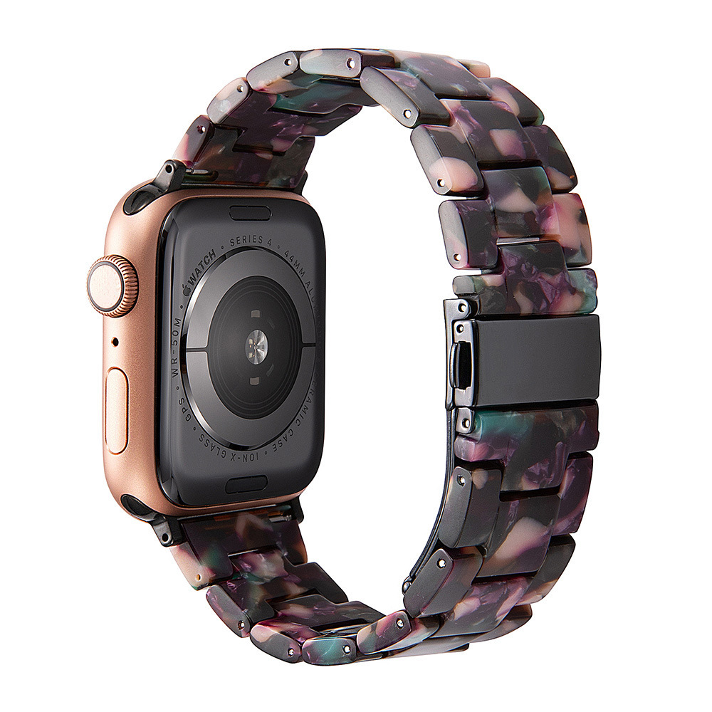 Adecuado para Apple S8 correa de reloj Applewatch7-1 generación hebilla de acero inoxidable tres cuentas resina iwatch se correa de reloj