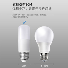LED cylindrical bulb, energy-saving E27/E14 small screw-base plastic-covered aluminum globe bulb, 5W/9W household triple-proof tube light source
