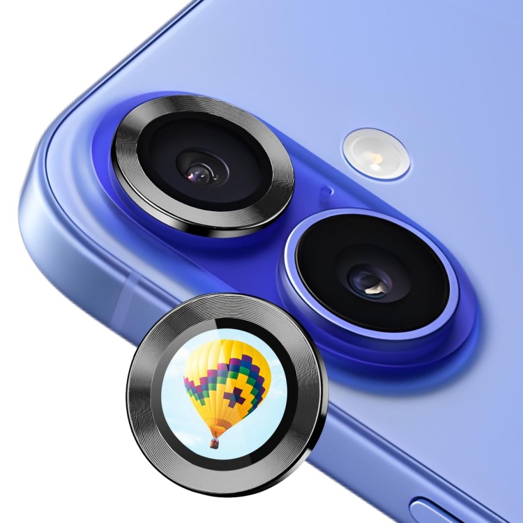 ENKAY Hat-Prince AR película protectora de lente metálica opaca aleación de aluminio + vidrio templado detrás para iPhone 16 / 16