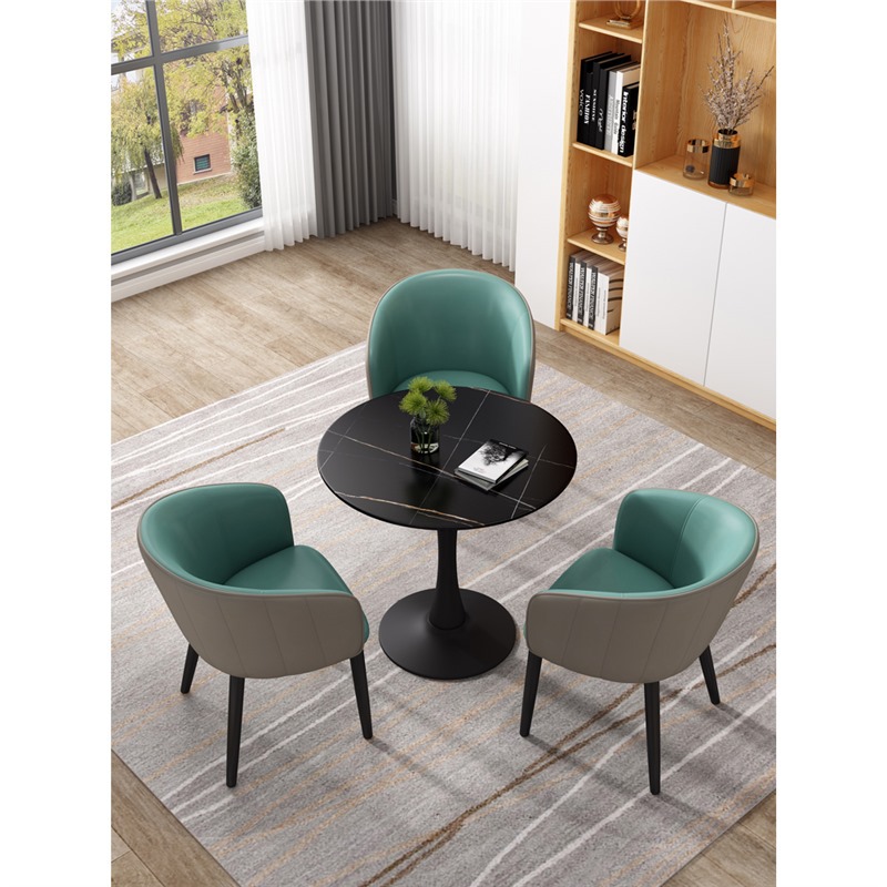 Mesa de negociación de lujo nórdica mesa redonda de ventas mesa de negociación de ocio salón de té de leche balcón mesa de recepción combinación de sillas