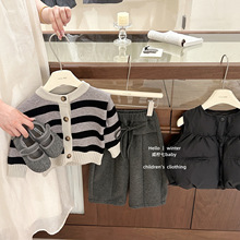 【咸柠七】经典！童装女童针织衫秋冬韩版时髦高级感简约条纹毛衣