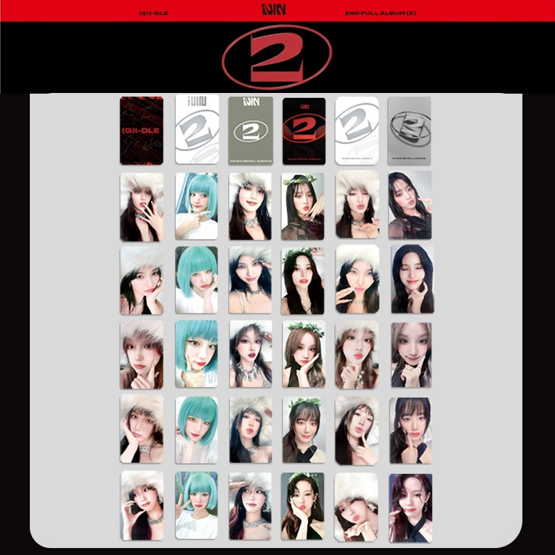 Набор фотокарт (G) I-DLE 2 альбом, K4 специальные случайные подписанные карты — 6 шт., 8,5×5,4 см