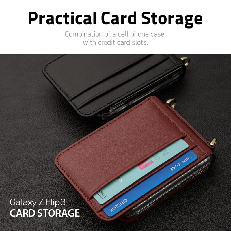 For Samsung Galaxy Flip6 Card Phone Leather Case Flip5 Crossover Flip Phone Case