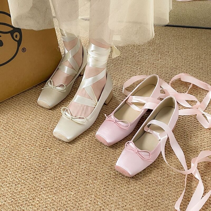 French Fairy Style Skirt Tie Ballet Shoes 2024 Summer New Arrival Evening Shoes with Skirt Single-layer Shoes for Women French Fairy Style Skirt Tie Ballet Shoes 2024 Summer New Arrival Evening Shoes with Skirt Single-layer Shoes for Women