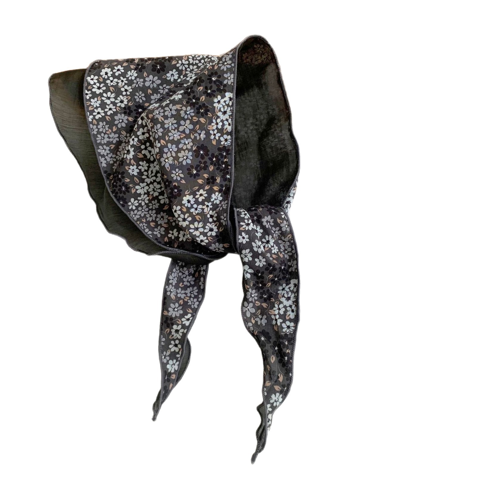 Estilo japonés y coreano arte fresco color a juego algodón de seda cielo en forma de diamante costura bufanda pequeña bufanda triangular bufanda transpirable floral femenina