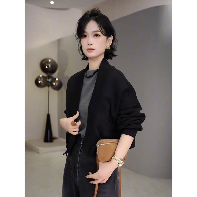 设计感休闲短款外套女2025新款秋季韩版时尚抽绳宽松显瘦开衫上衣|undefined
