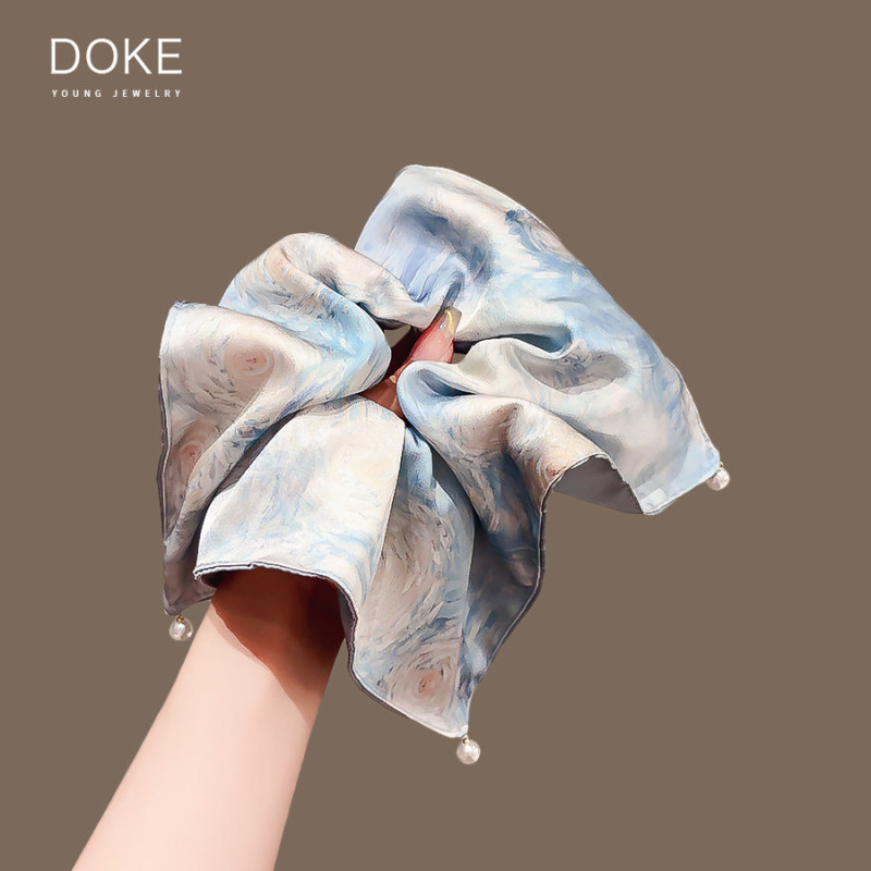 Light Luxury Oil Painting Starry Sky Print Square Scarf Hair Tie for Women 2026 New Style High-End Hair Rope Ancient Style Ponytail Hair Tie Elastic Band Light Luxury Oil Painting Starry Sky Print Square Scarf Hair Tie for Women 2026 New Style High-End Hair Rope Ancient Style Ponytail Hair Tie Elastic Band