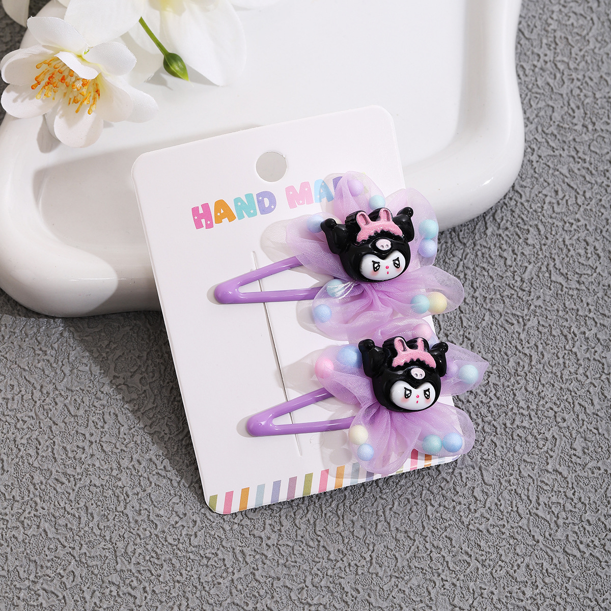 Niños lindo Kuromi horquilla tocado niña bebé flequillo clip lateral horquilla clip clip de dibujos animados niña accesorio para el cabello