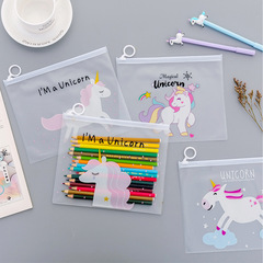 Ring Pull Edge Bag Creative Little Horse File Bag Waterproof Unisex Student Universal Semi-Transparent Stationery Storage Bag Pen Bag