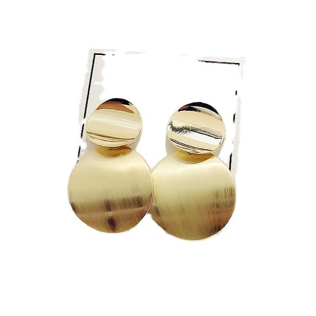 Pendientes redondos de metal retro huecos - Pendientes geométricos redondos - Pendientes largos de moda simple europeos/americanos para mujer image 5