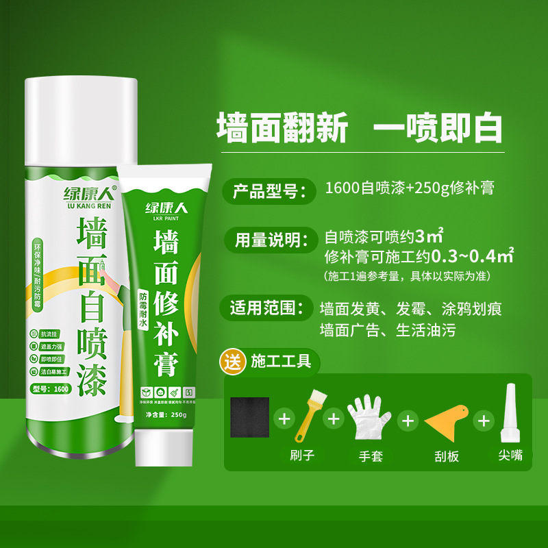 Sheet Metal Spray Repair: Shiyong Interior Wall Paint - self-spray-paint-1600-repair-paste-250g-wall-repair-set