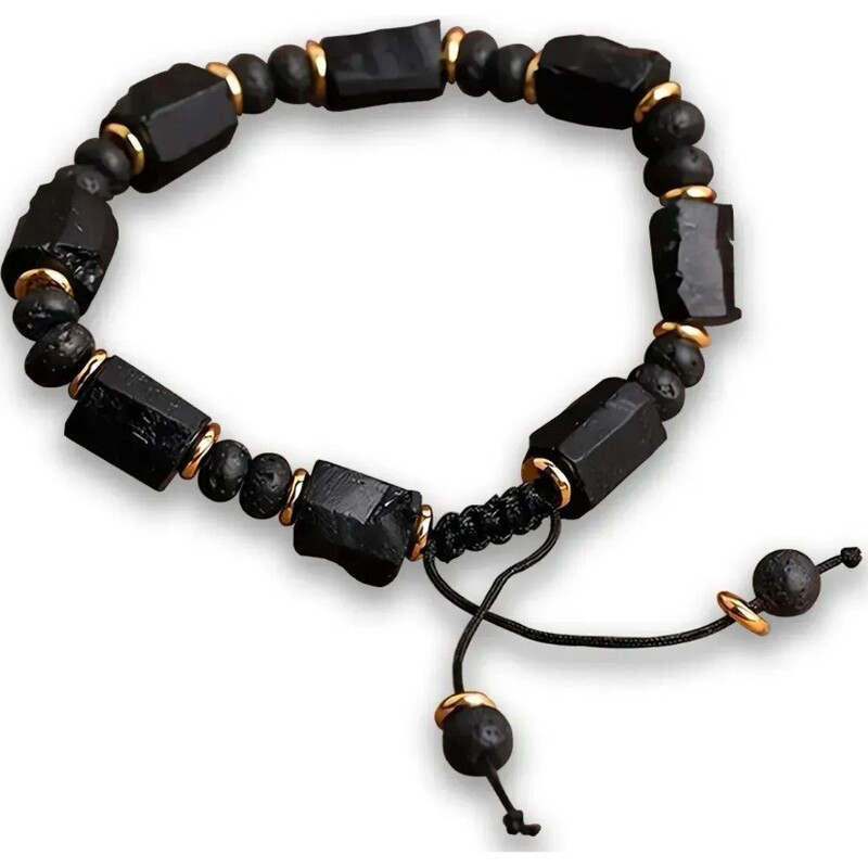 Cross-Border Fashion Retro Natural Stone Bracelet Tourmaline Volcanic Stone Braided Rope Adjustable Hand Jewelry Handmade Jewelry Wholesale Cross-Border Fashion Retro Natural Stone Bracelet Tourmaline Volcanic Stone Braided Rope Adjustable Hand Jewelry Handmade Jewelry Wholesale