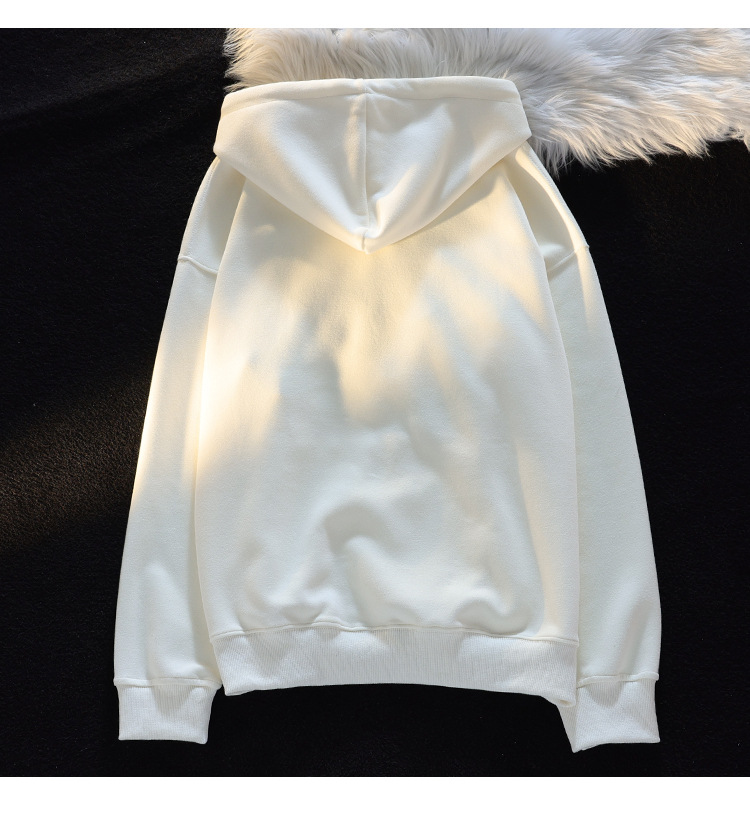 2023 different autumn and winter double hat back bag collar + flocking embroidered couple's sweater women's coat new fashion