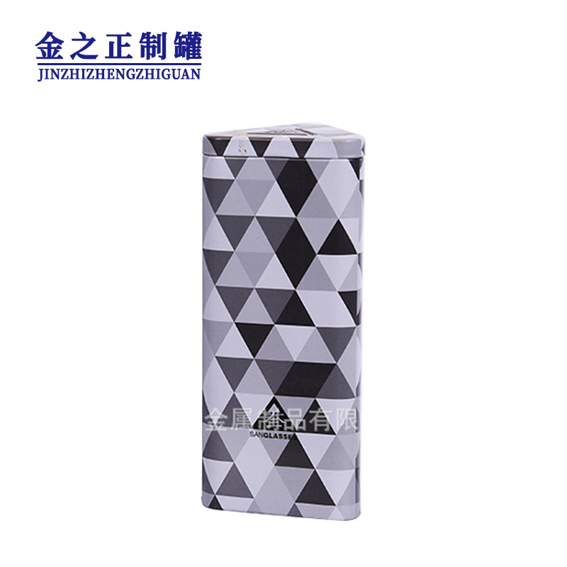 厂家加工三角形眼睛盒铁罐马口铁三角金属包装铁盒创意创意包装