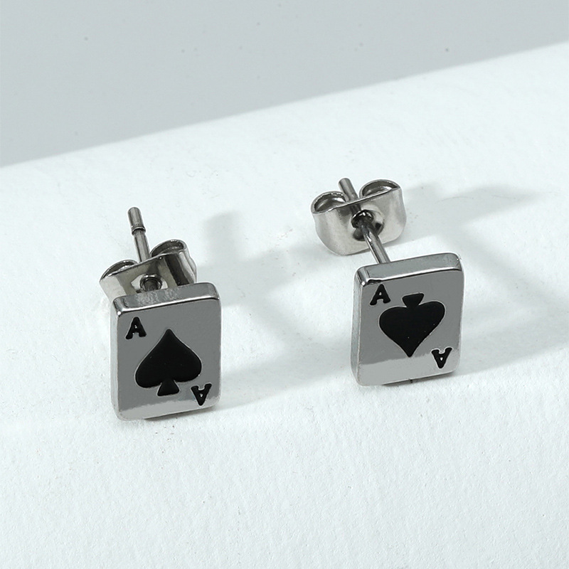 Unisex Gender Retro Geometric Stainless Steel No Inlaid Earrings Ear Studs