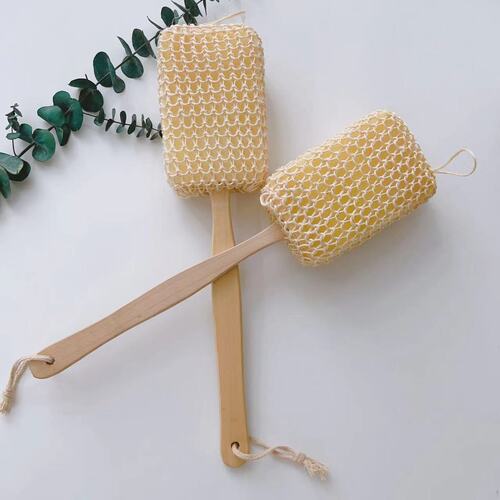 Natural sisal block bath brush long handle bath sponge exfoliating back rub artifact plant fiber bath brush